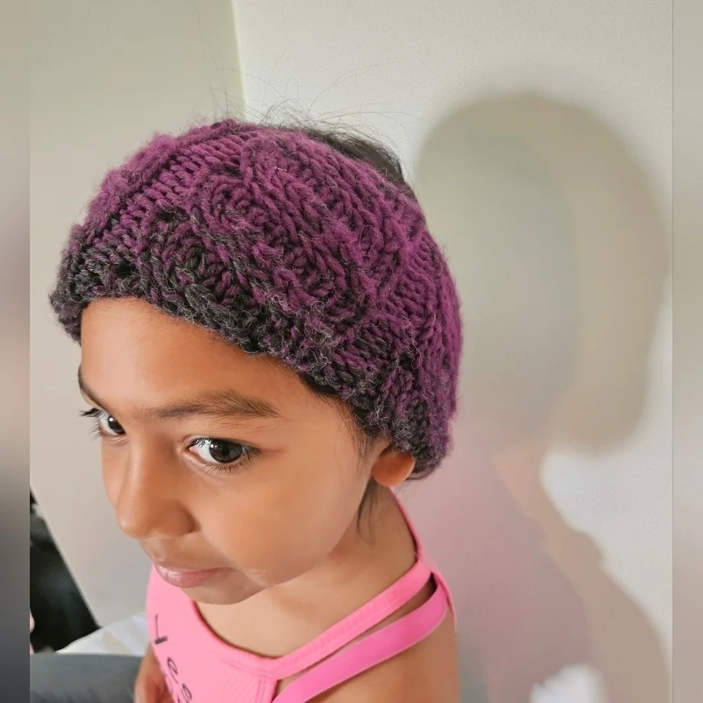 Hand Crafted Scarf Unique chunky knit Multipurpose Purple Black Crochet Handmade